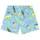 Boys Blue Surfing Board Swim Shorts, 3, hi-res