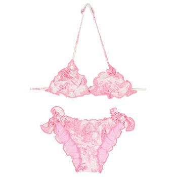 Girls Pink & White Jungle Bikini