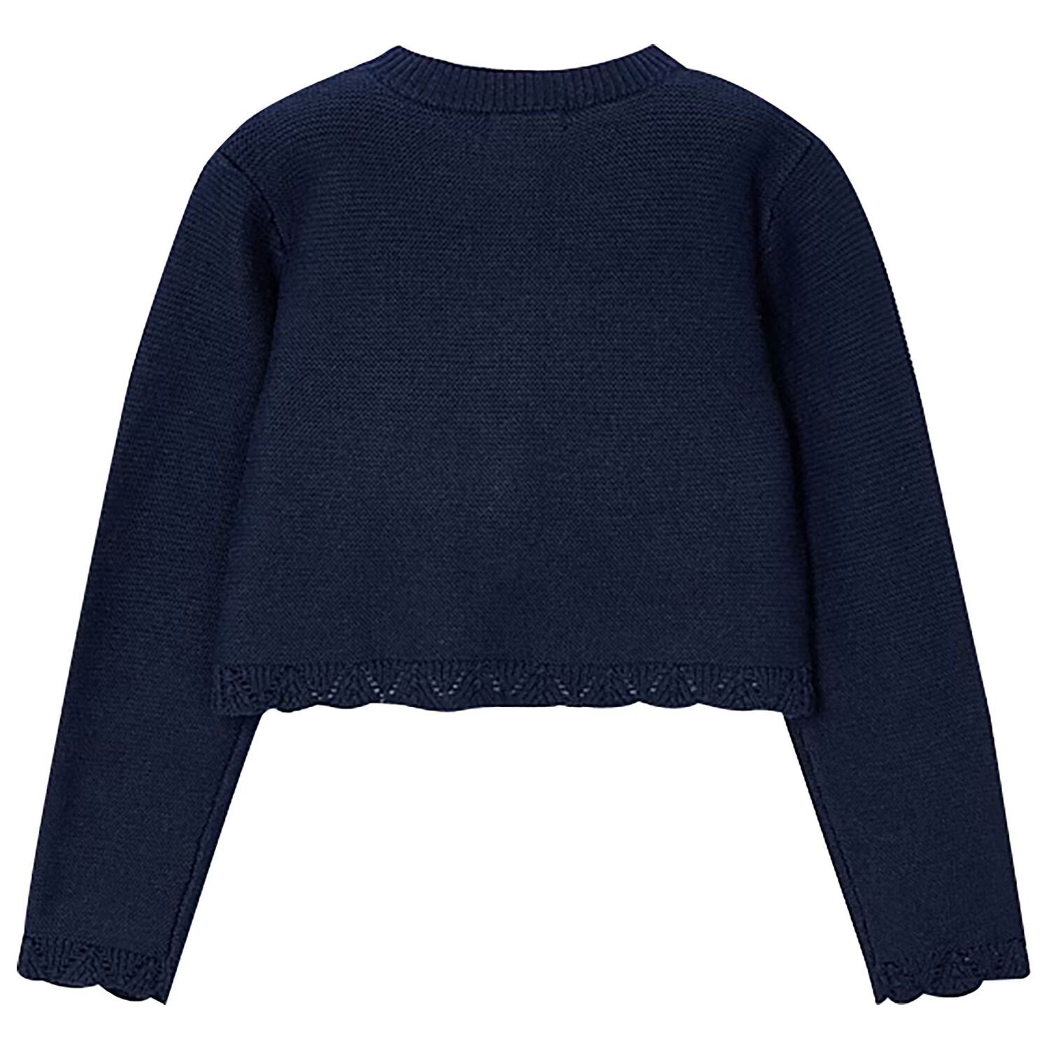 Girls Navy Blue Knitted Cardigan, 4, hi-res