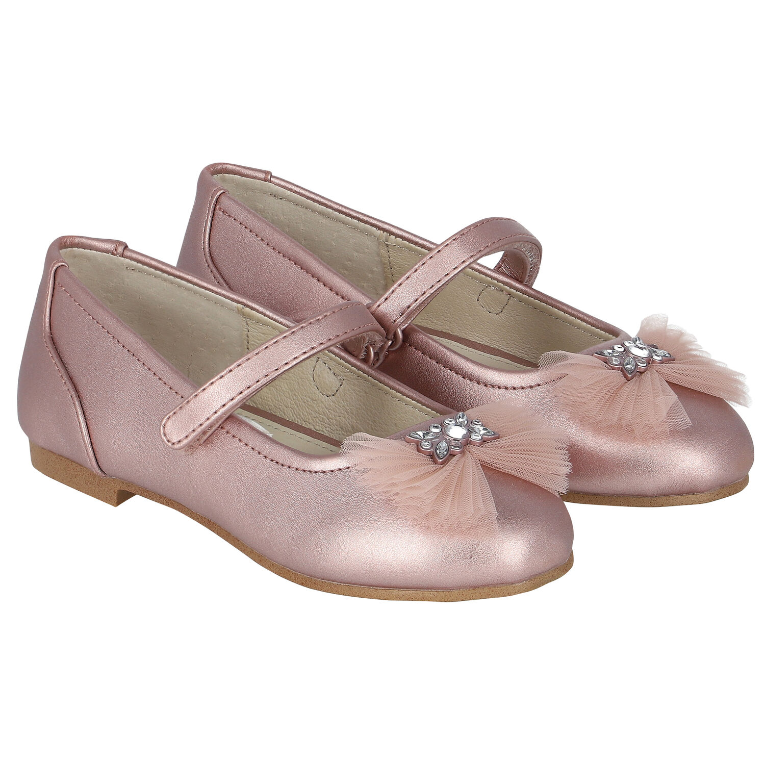 Girls Pink Bow Ballerina Shoes, 3, hi-res image number null