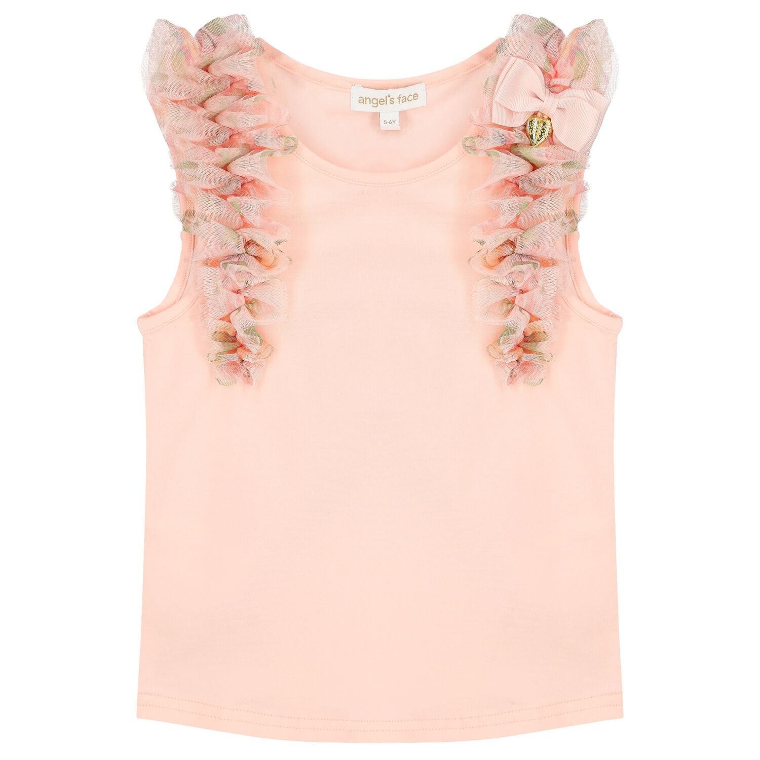 Girls Pink Ruffled Tulle Top, 1, hi-res