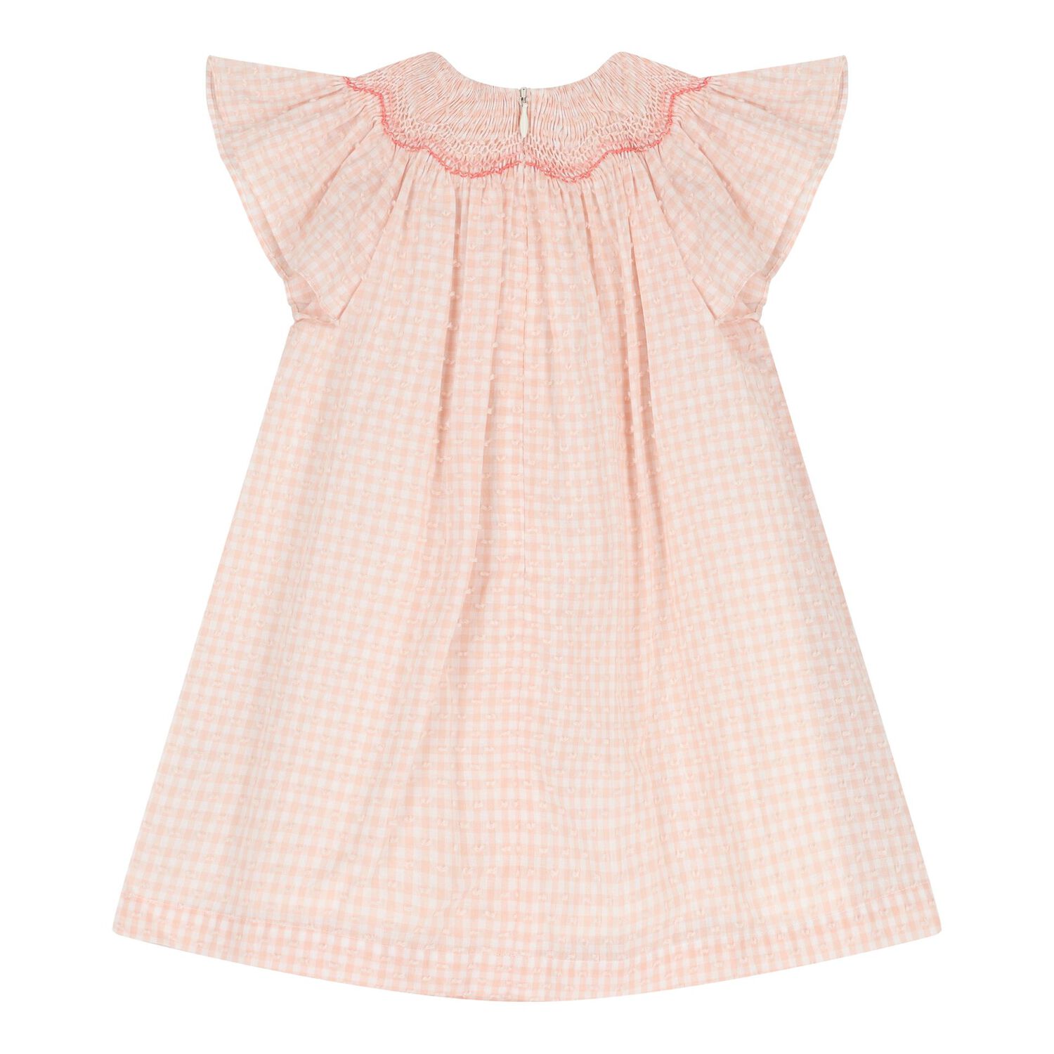 Baby Girls Pink Floral Gingham Dress, 1, hi-res