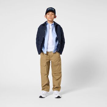 Boys Beige Logo Trousers
