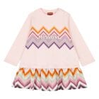 Younger Girls Pink Zig Zag Logo Dress, 2, hi-res
