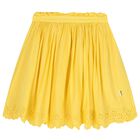 Girls Yellow Broderie Anglaise Skirt, 1, hi-res