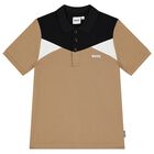 Boys Beige Logo Polo Shirt, 1, hi-res