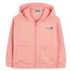 Girls Pink Logo Hooded Zip Up Top, 1, hi-res