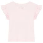 Girls Pink Ballerina Logo T-Shirt, 1, hi-res