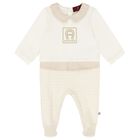 Ivory & Gold Logo Babygrow, 1, hi-res