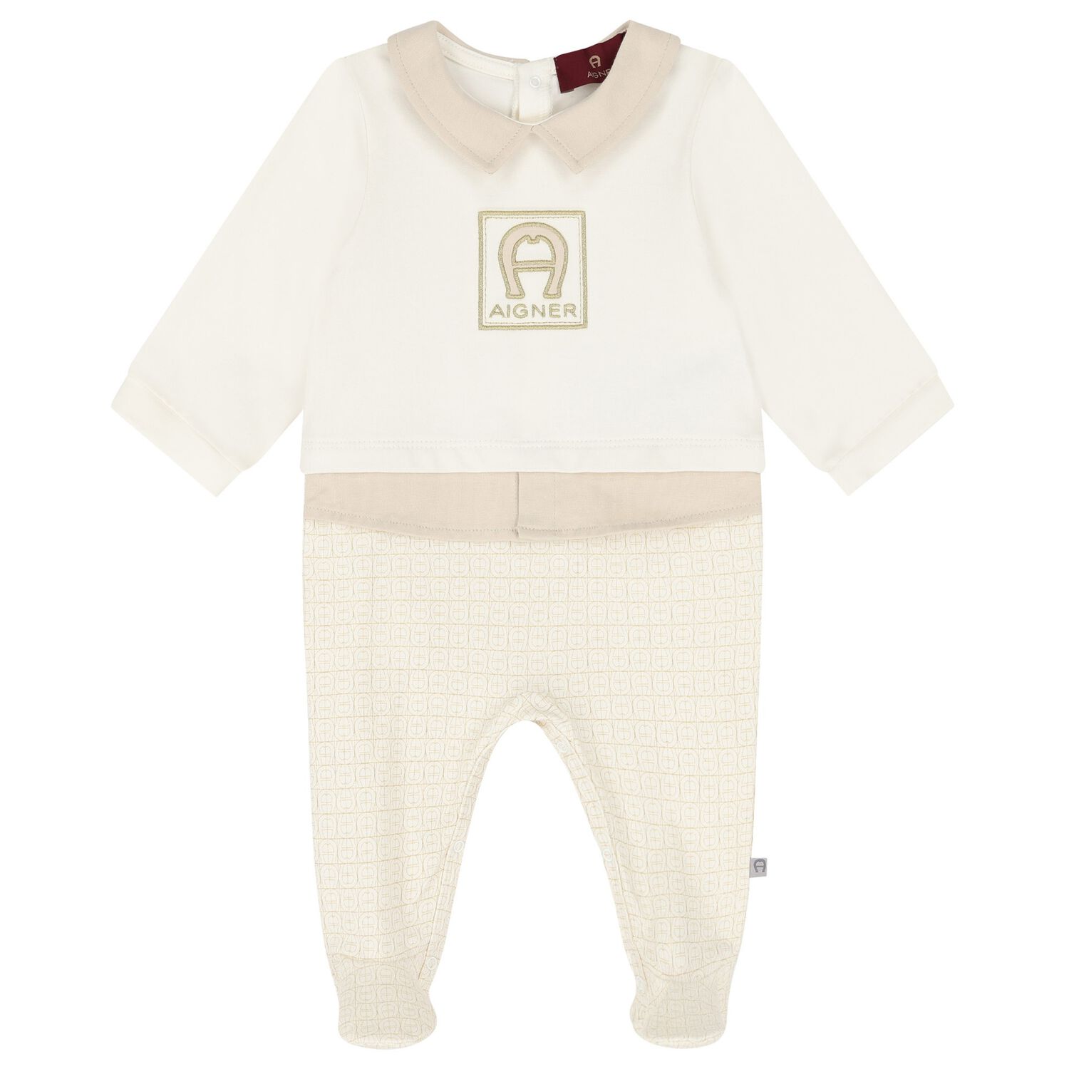 Ivory & Gold Logo Babygrow, 1, hi-res