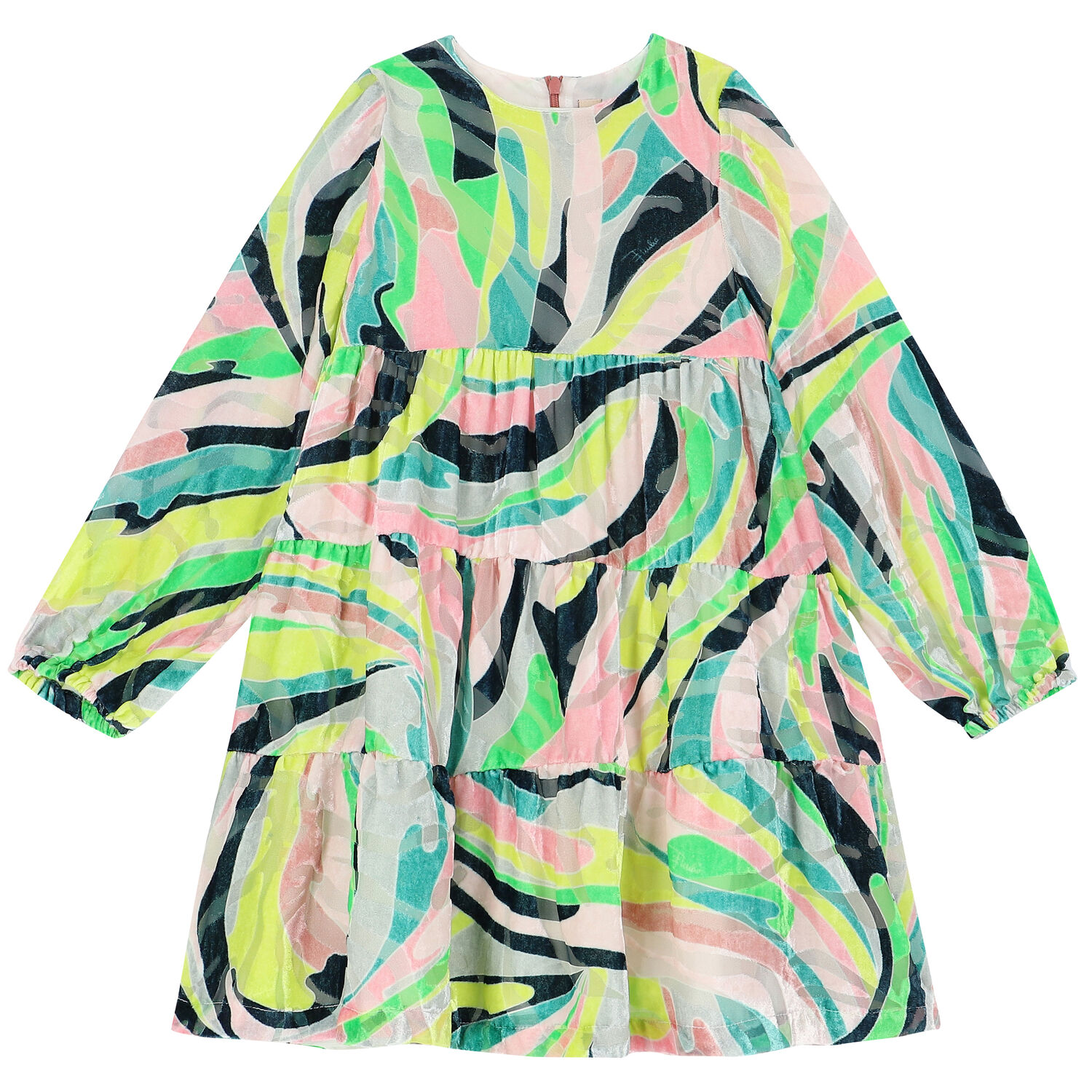 فستان مخمل باللون الاخضر, 1, hi-res