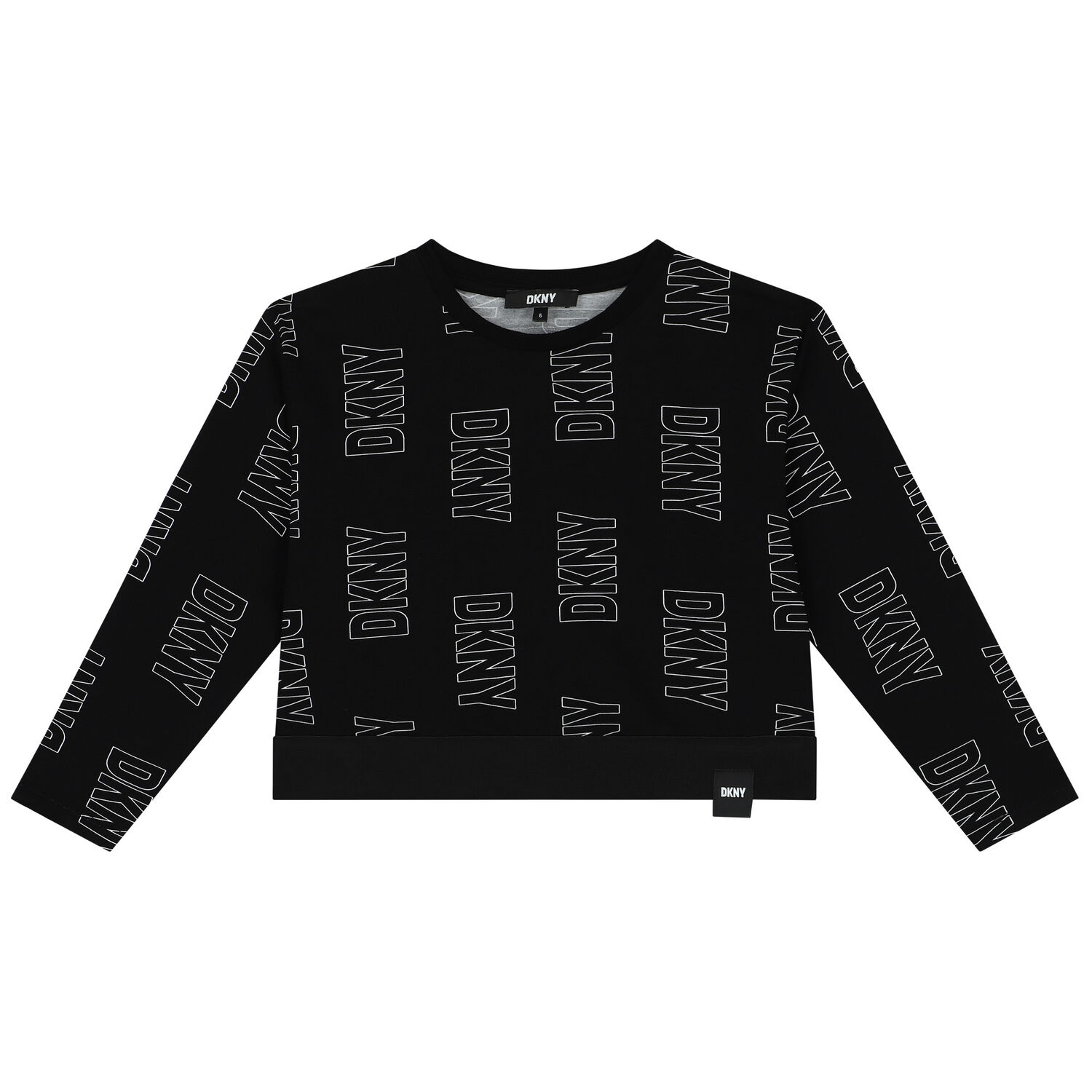Girls Black Logo Long Sleeve Top, 1, hi-res image number null