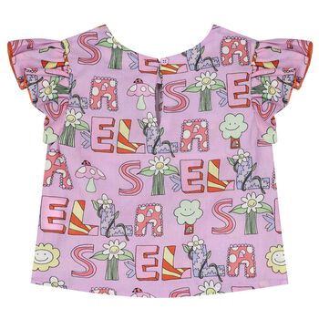 Girls Purple Logo Flower Top