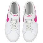 Girls White & Pink Court Legacy Trainers, 1, hi-res