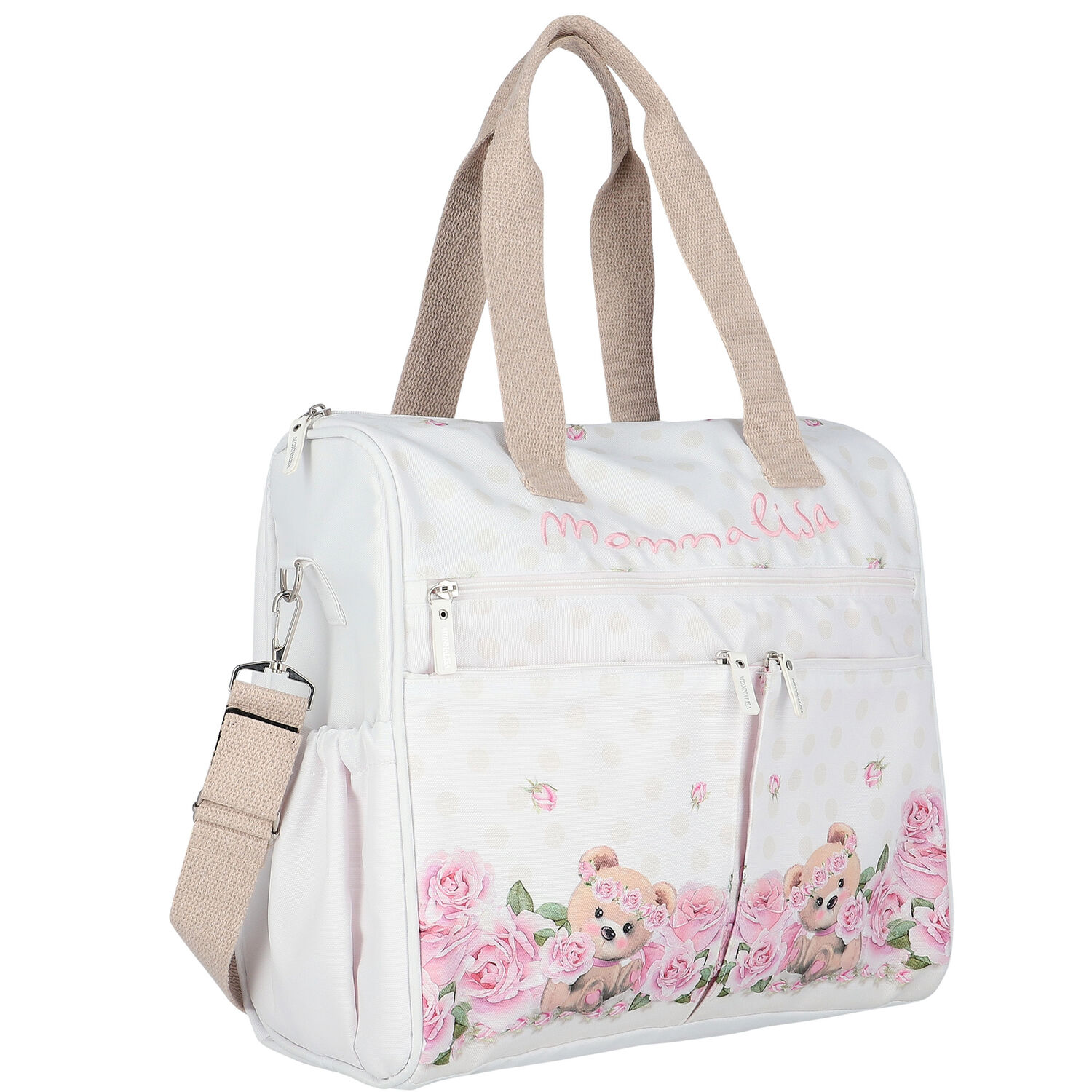 White Teddy Bear Baby Changing Bag, 1, hi-res