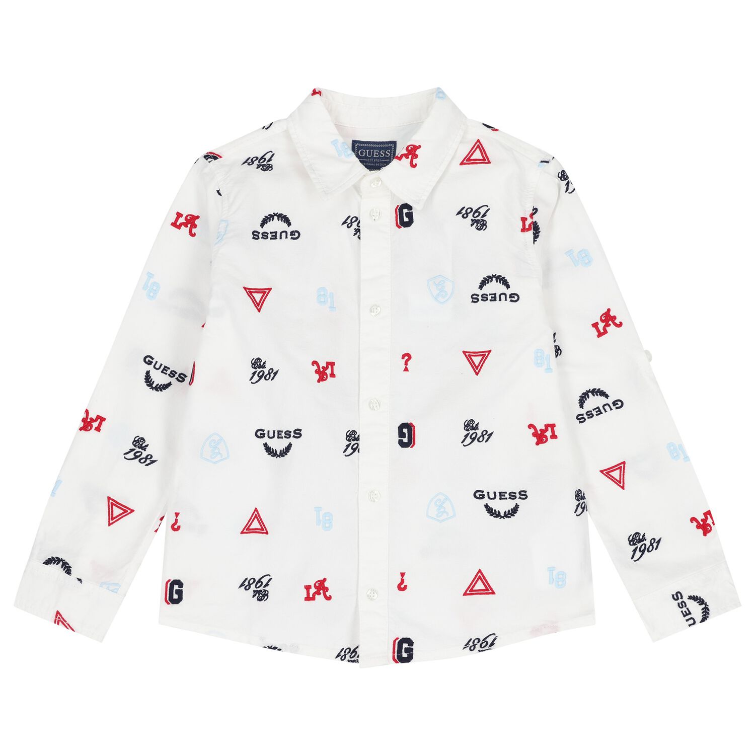 Boys White Logo Shirt, 1, hi-res image number null