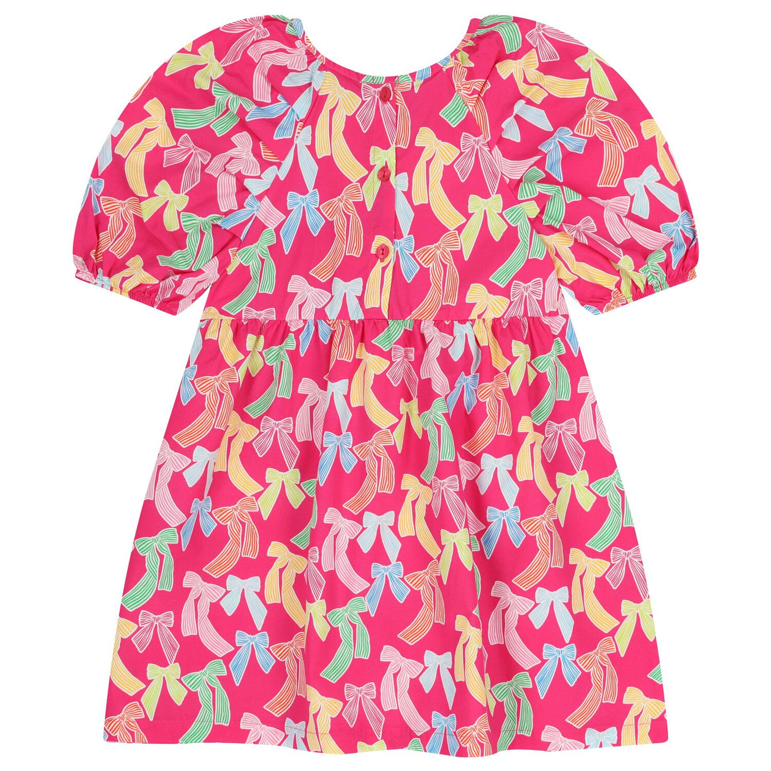 Girls Pink Bow Dress, 1, hi-res