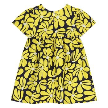 Younger Girls Navy Blue & Yellow Floral Dress
