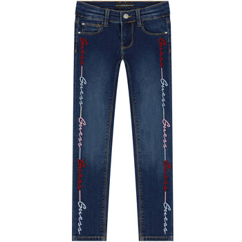 Girls Blue Denim Logo Skinny Jeans