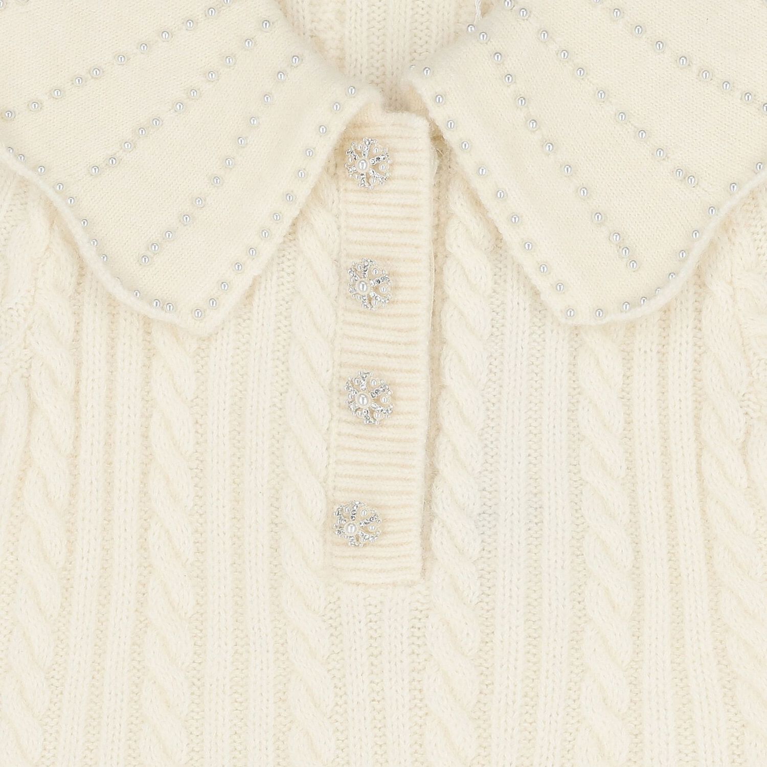 فستان بناتي عاجي مرصع باللؤلؤ والماس, 1, hi-res