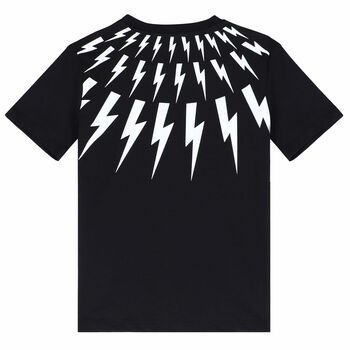 Boys Black Fair-isle Thunderbolt Jersey T-shirt