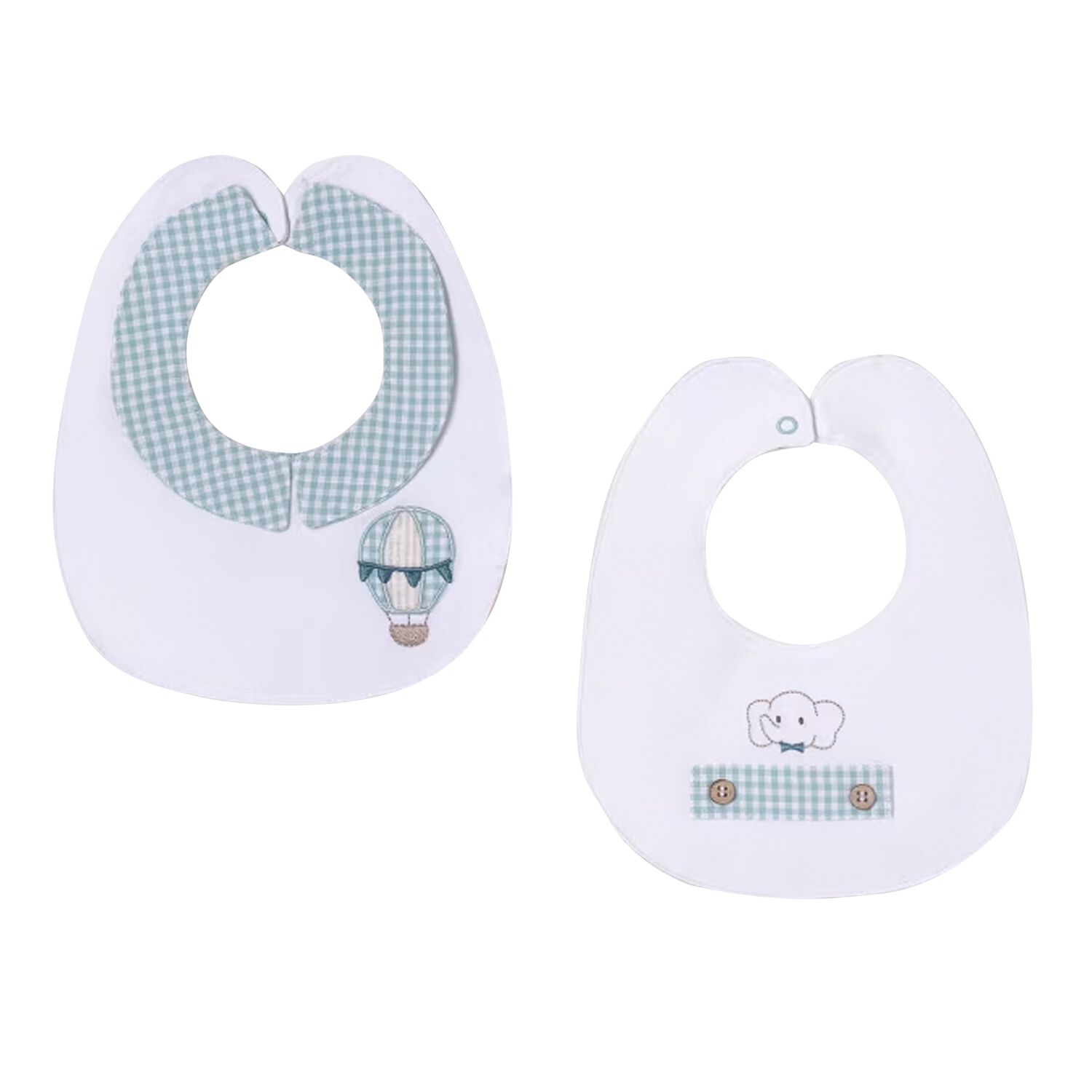 Baby Boys White & Aqua Bibs ( 2-Pack ), 1, hi-res
