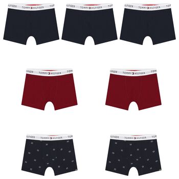 Boys Red & Navy Blue Boxer Shorts (7-Pack)