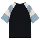 تي شيرت بشعار باللون الأزرق الداكن للأولاد, 1, hi-res