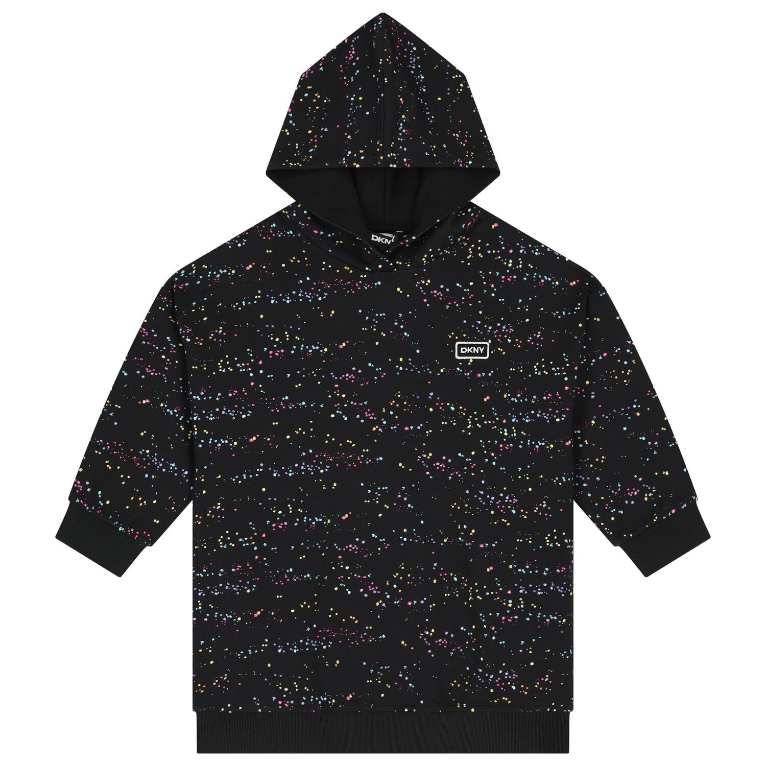 Girls Black Starlight Logo Hooded Dress, 1, hi-res image number null