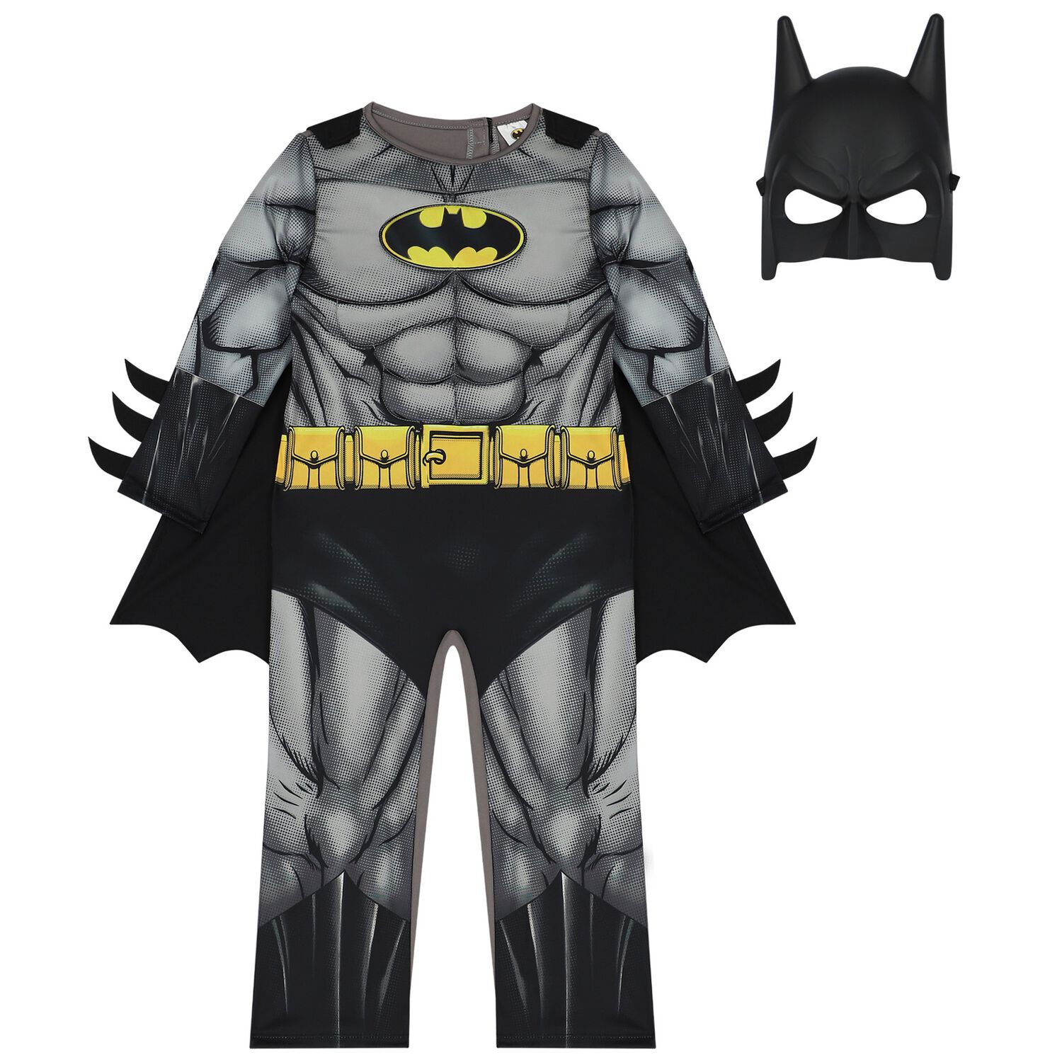 Boys Black & Grey Batman Costume, 1, hi-res image number null