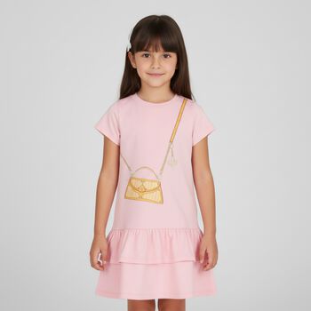 Girls Pink & Orange Bag Dress