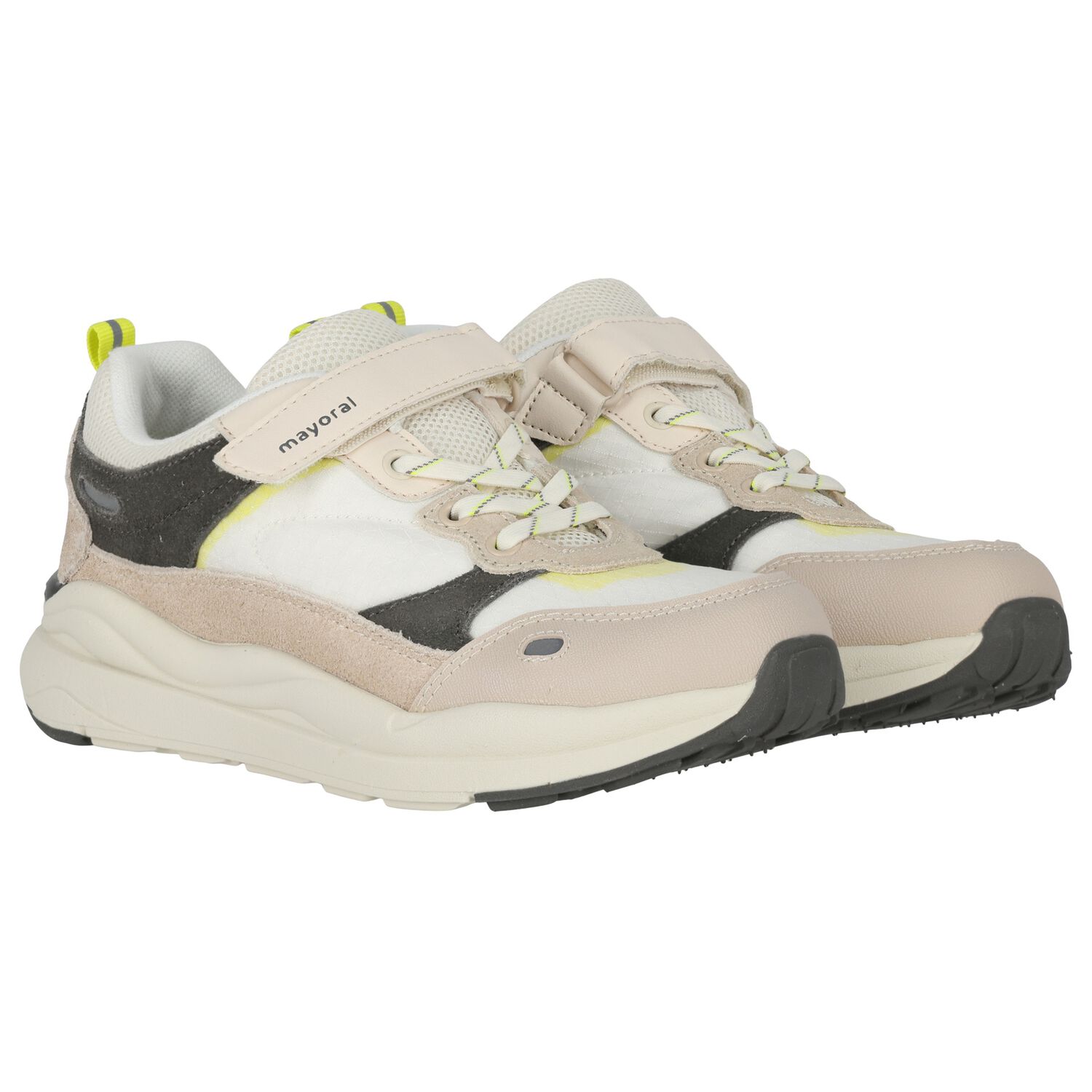 Boys Beige & Grey Trainers, 1, hi-res