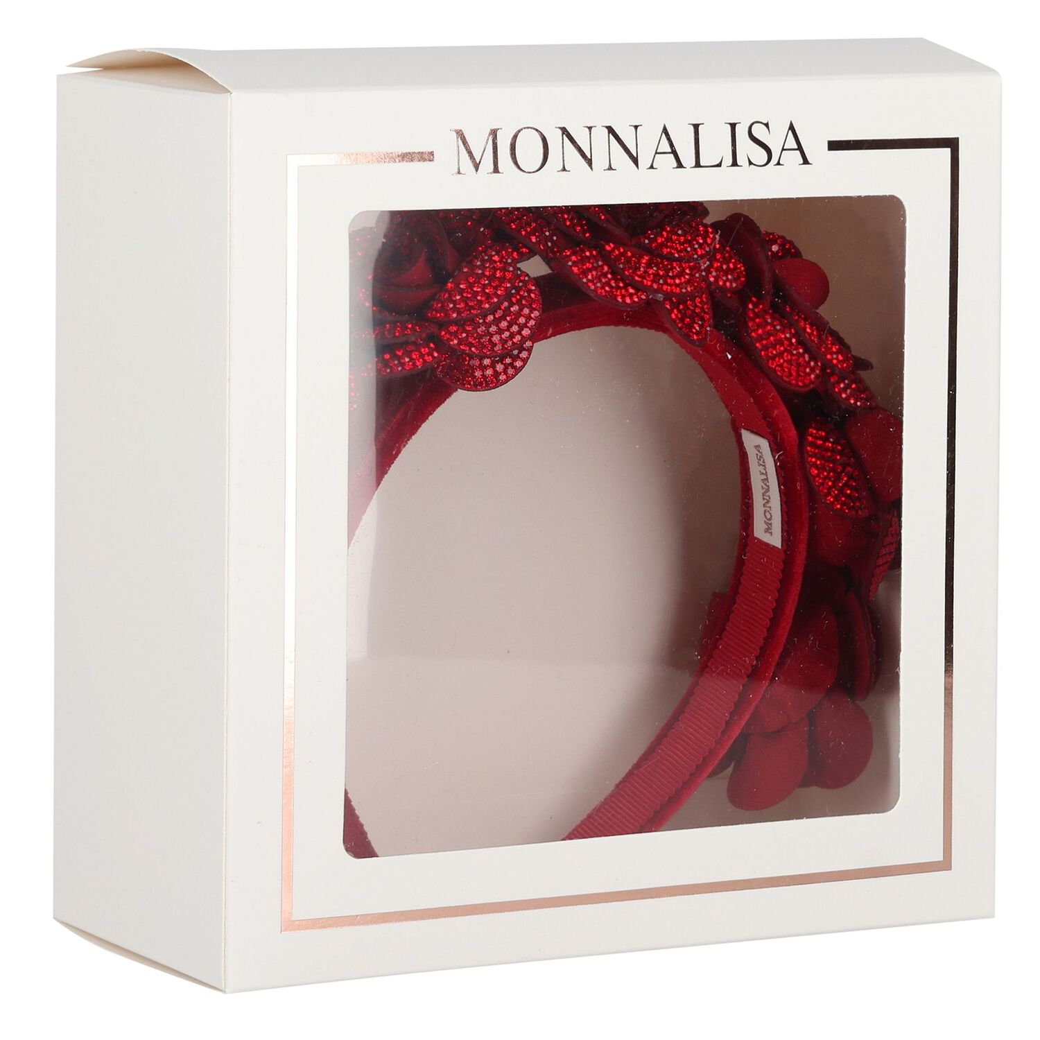 Girls Red Diamante Flower Headband, 1, hi-res