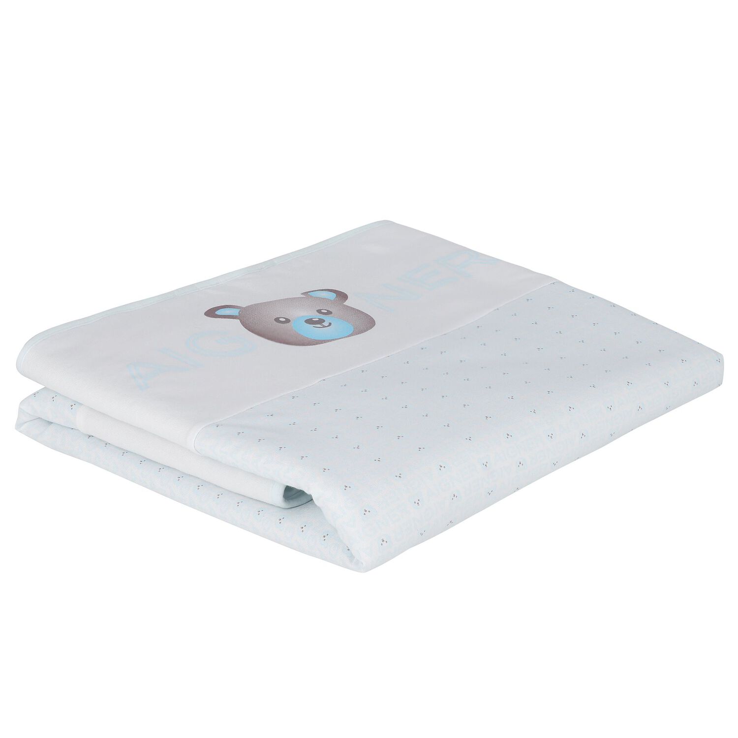 Baby Boys White & Blue Teddy Bear Blanket, 3, hi-res