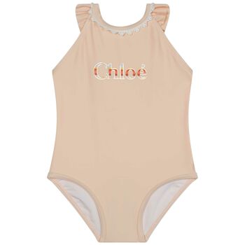 Younger Girls Pink Logo Swimsuit