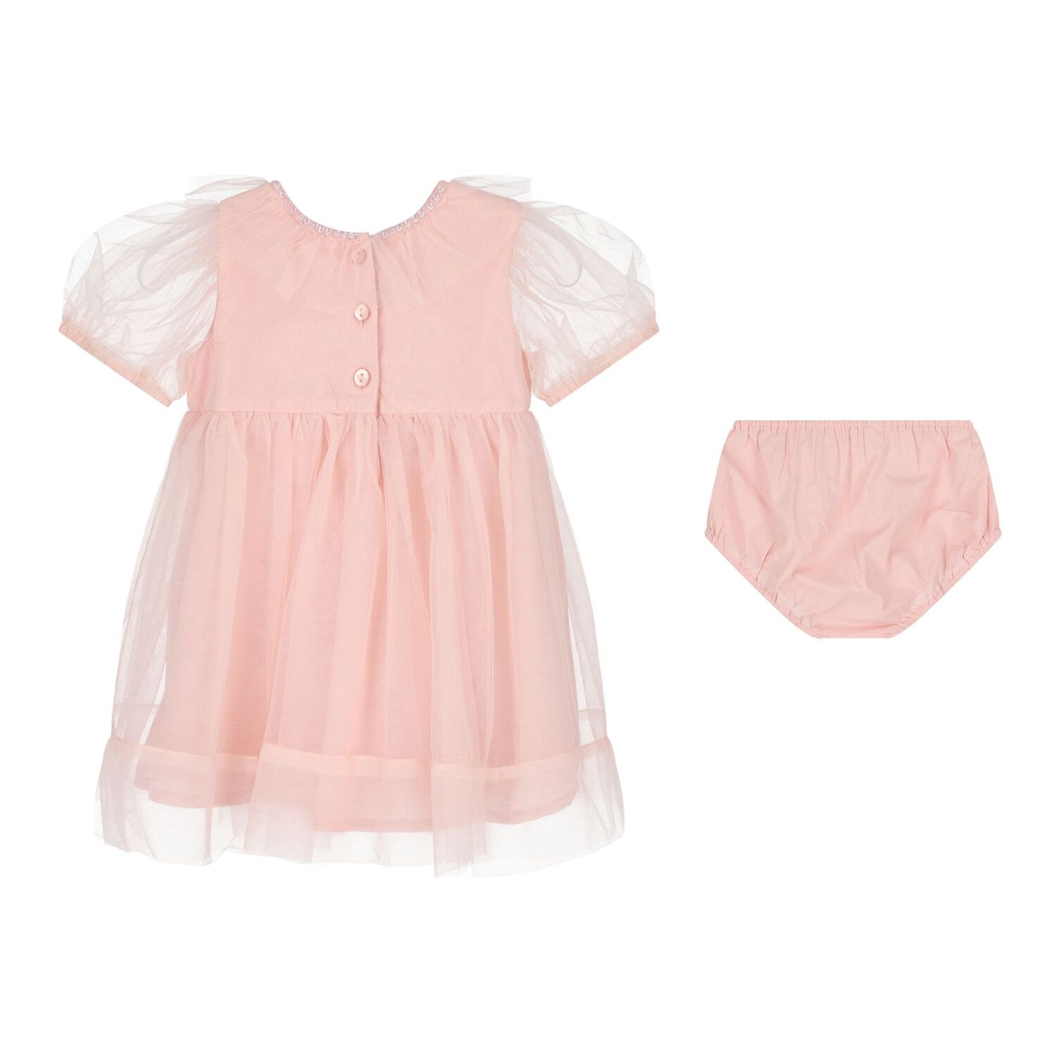 Baby Girls Pink Sequin Tulle Dress Set, 1, hi-res
