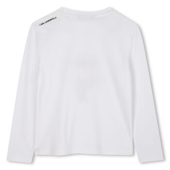 Boys White Ikonik Karl Long Sleeve Top