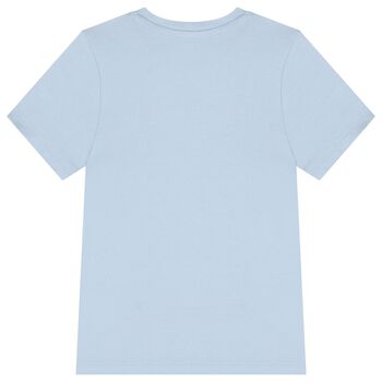 Girls Blue Cotton Bear Logo T-Shirt