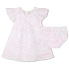 Baby Girls White & Pink Toile de Jouy Dress Set, 1, hi-res