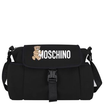 حقيبه تغيير حفاضات بالشعار بطبعه تيدى بير باللون الاسود 