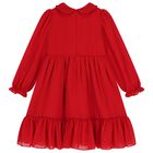 Girls Red Bow Chiffon Dress, 1, hi-res