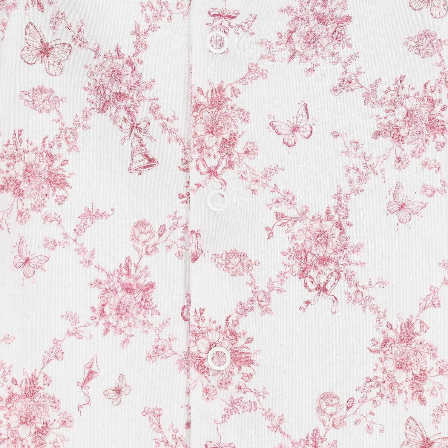 أفرول بنات  بطبعة الورود والفراشات باللون الأبيض والوردي, 1, hi-res
