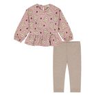 Younger Girls Pink & Beige Leggings Set, 1, hi-res