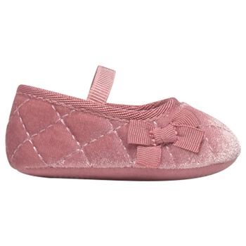 Mayoral Baby Girls Pink Velvet Pre Walker Shoes, 3 Baby Girls Pink Velvet Pre Walker Shoes