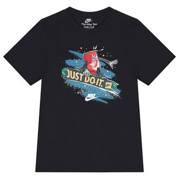 تيشيرت اولاد بالشعار باللون الاسود 