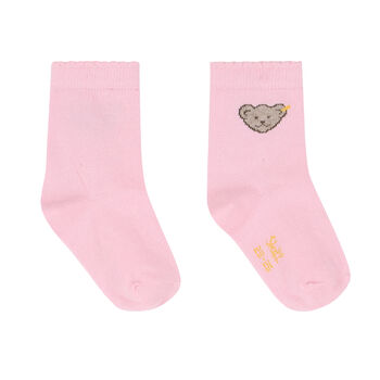 Girls Pink Teddy Socks