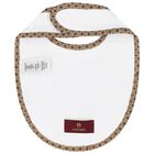 Baby Boys White & Blue Logo Bib, 1, hi-res
