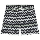Boys Black & White Zigzag Logo Swim Shorts, 1, hi-res