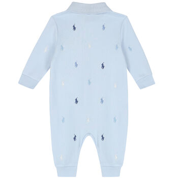 Baby Boys Blue Logo Romper