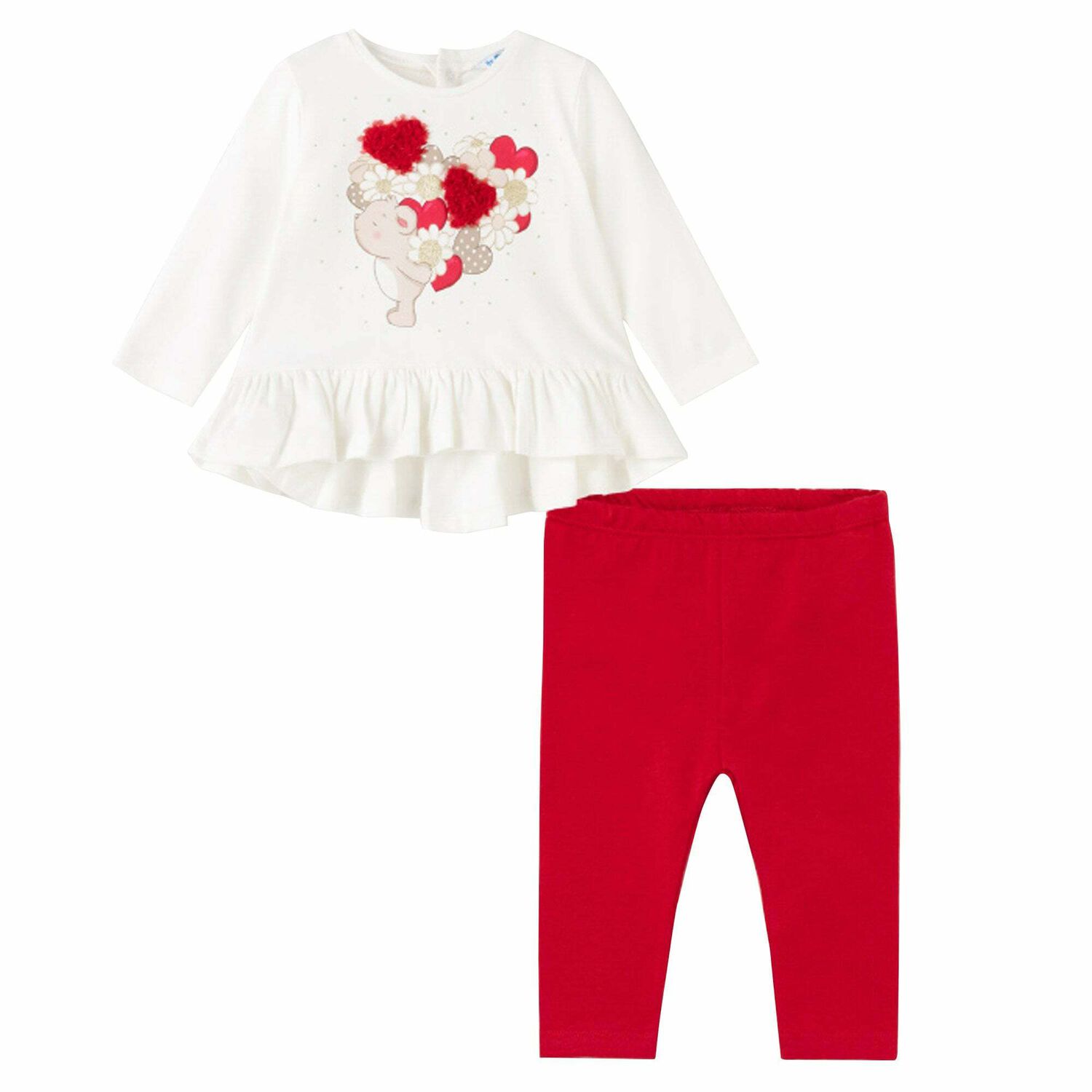 Girls Ivory & Red Leggings Set, 1, hi-res